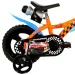 Rower dziecięcy Hot Wheels 12” z koszykiem na bidon i bocznymi kółkami w kolorze pomarańczowo-czarnym – rower Dino Bikes