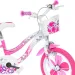 Różowo-biały dziecięcy rower Flappy 14" z koszykiem i fotelikiem dla lalki – Dino Bikes.