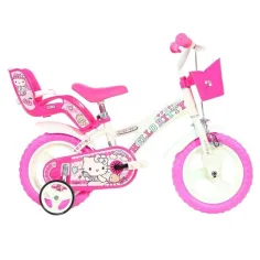 Różowo-biały rower Hello Kitty w rozmiarze 12 - Dino Bikes