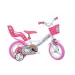 Różowo-biały rowerek dziecięcy Hello Kitty w rozmiarze 12 - rower Dino Bikes