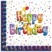 Serwetki papierowe z napisem "Happy Birthday" w tęczowe wzory, opakowanie 20 sztuk.