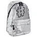 Spirit: Plecak szkolny z cekinami Hashtag Silver, kolor srebrny, 41x32x21 cm
