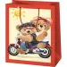 Torba prezentowa w normalnym rozmiarze z motywem misiów na motocyklach 11x6x14 cm