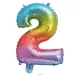 Wiele foliowych balonów w metalicznych kolorach tęczy – cyfra 2, 34 cm