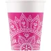 Zestaw 8 kubków papierowych mandala fuksja-biały 200 ml