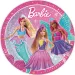 Zestaw 8 papierowych talerzy Barbie 23 cm.