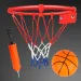 Zestaw metalowy obręcz do koszykówki z kolorową siatką, piłką i pompką 24 cm