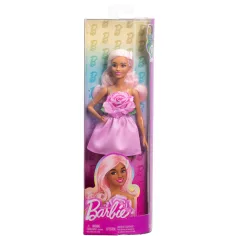 Barbie: Fashionista stylowa lalka w różowej sukience z różaną ozdobą - Mattel zdjęcie 1