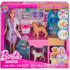 Barbie klinika gipsowania zwierząt z lalką o różowych włosach – Mattel zdjęcie 1