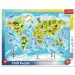 Mapa świata ze zwierzętami, ramkowe puzzle 25 elementów - Trefl