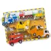 Gruby drewniany układanka z pojazdami 6 elementów - Melissa & Doug